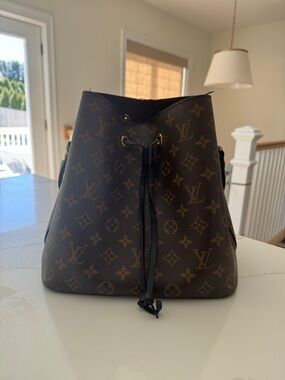 Louis Vuitton Monogram Drawstring Bucket Tote - Brown/Gold Accents